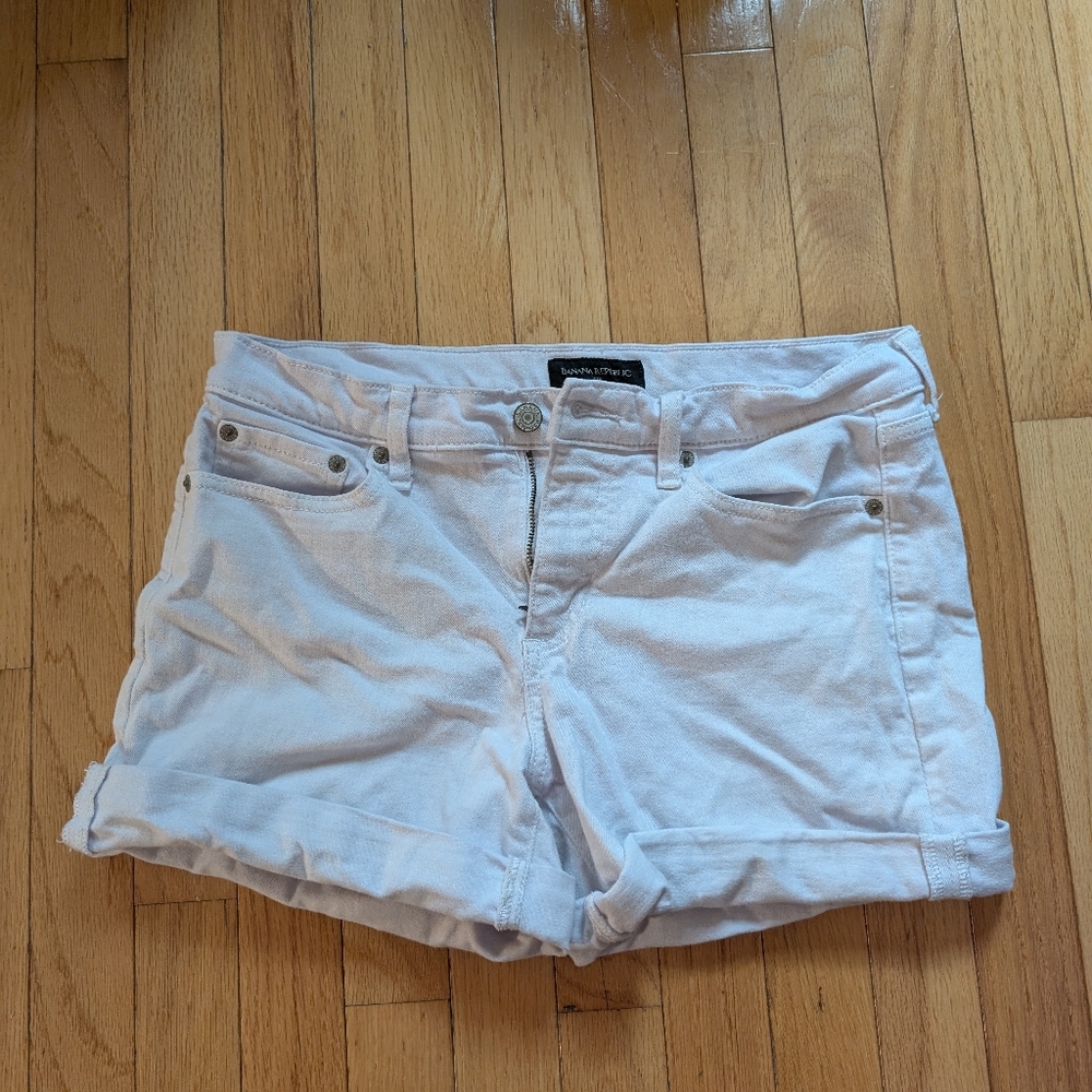 Banana Republic White Denim Roll Up Shorts